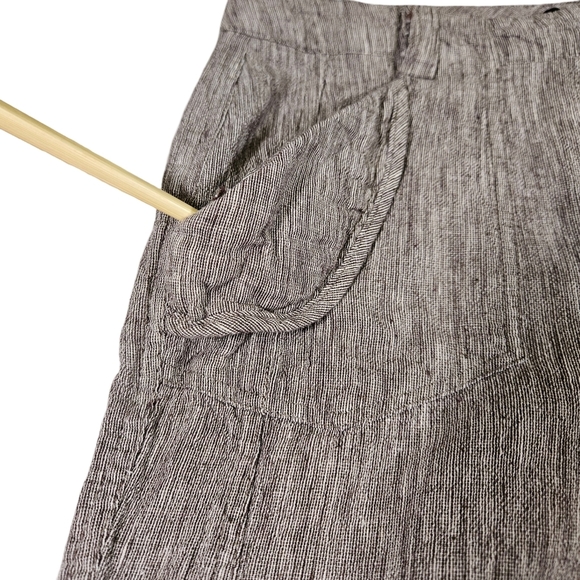 Sandro Sportswear Linen Blend Straight Leg Capris, Brown, Size 10 - Picture 3 of 12